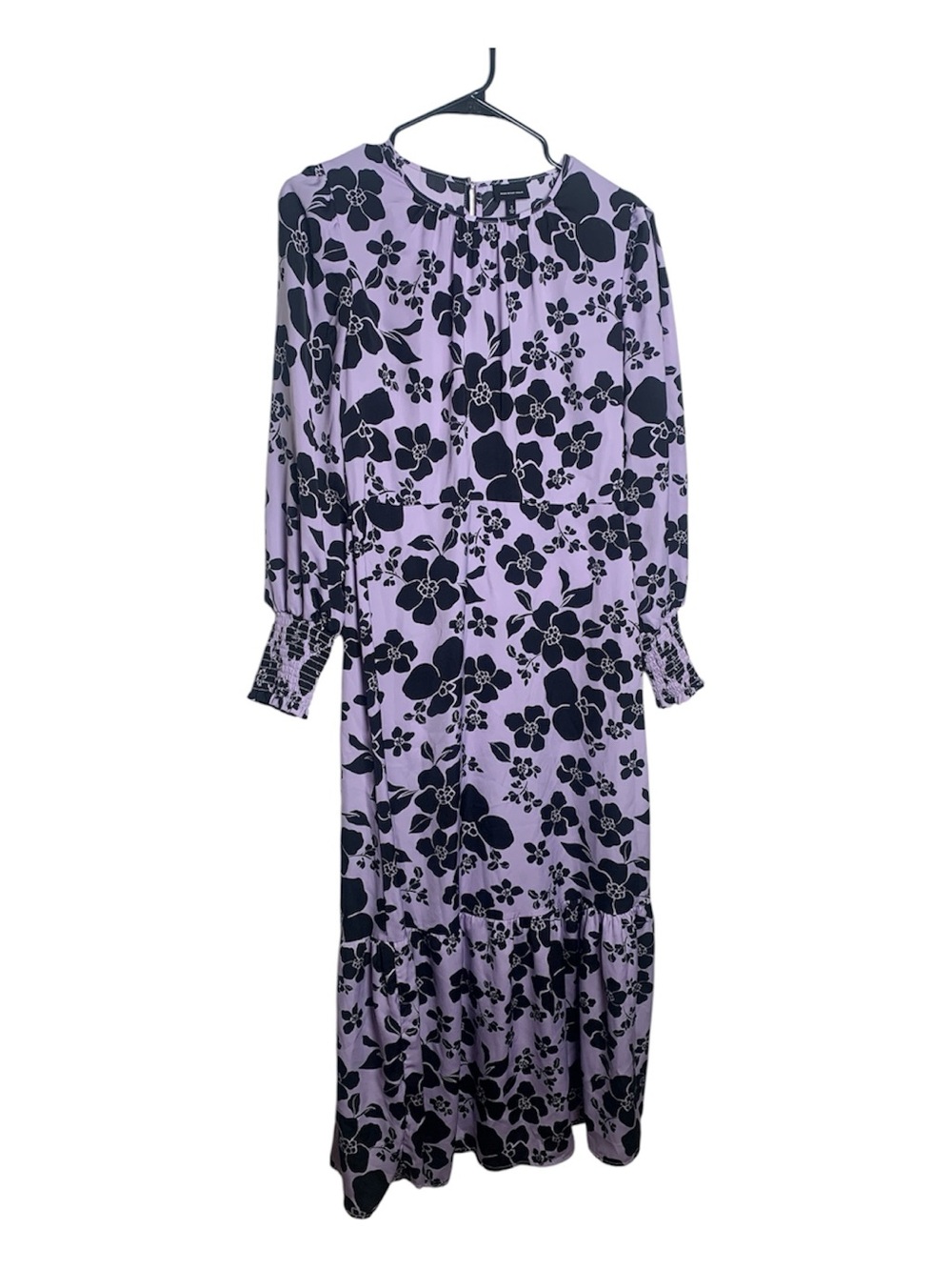Who What Wear Lavender Floral Maxi Dress with Black Print